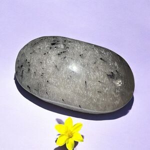 Black Rutilated Quartz Crystal‎ Palmstone (#7)